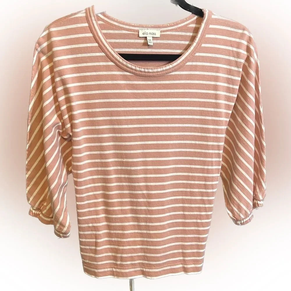 Ella Moss Pink & White Stripes Top Size Medium